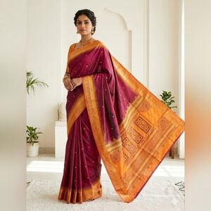 Women Pure Mulberry Silk Designer Bomkai Saree Handloom Limited Editiion Festive